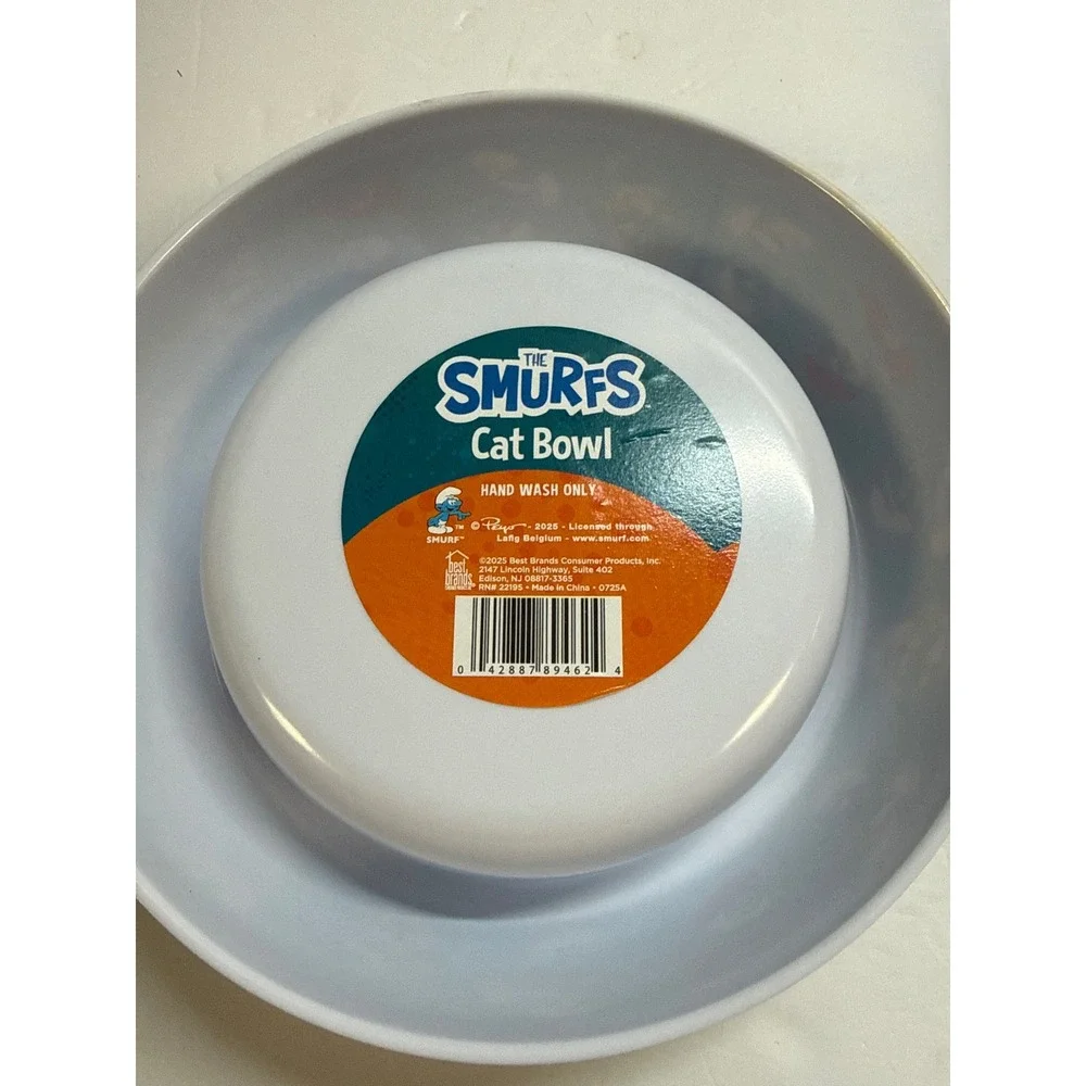 The Smurfs & Garfield Cat Bowls Set of 2 Melamine Pet Food Water Dishes New